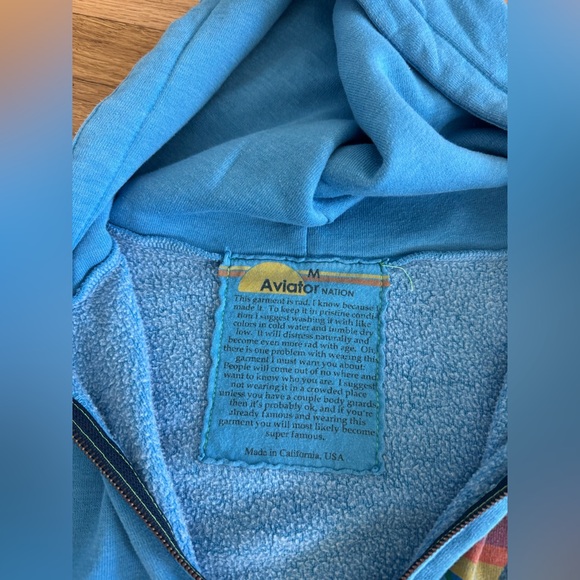 Aviator Nation Blue Zip Up Hoodie Sweatshirt Jacket Venice, CA - Picture 5 of 10